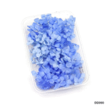 Blue hydrangea dried flowers packed in a clear craft box for resin and art use
