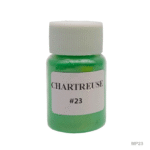 Bright chartreuse mica powder in a plastic jar, perfect for resin, soap, or candle projects with a bold neon-green shimmer.