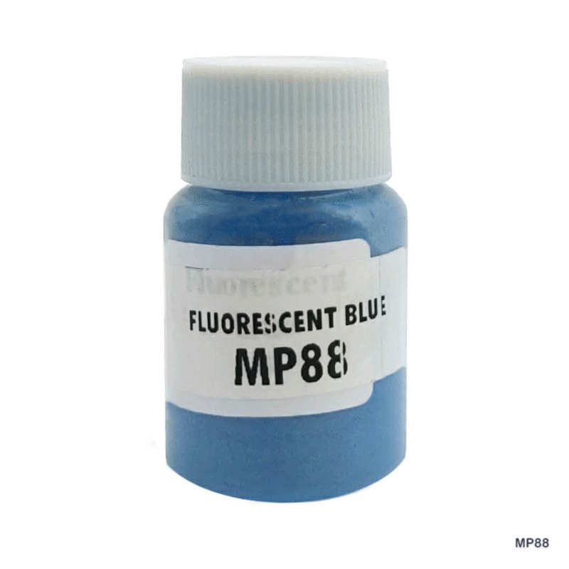 Fluorescent blue mica powder in a jar for resin art, soaps, candles, and cosmetic projects