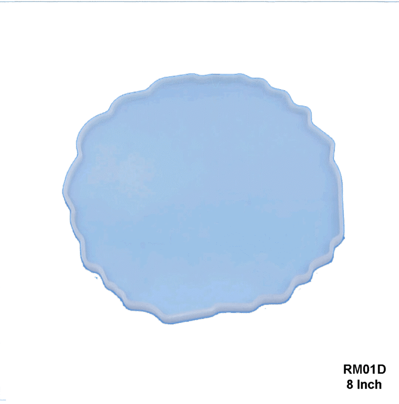 8-inch agate-edge silicone mould in light blue – perfect for resin trays, coasters, or decorative geode-style art pieces.