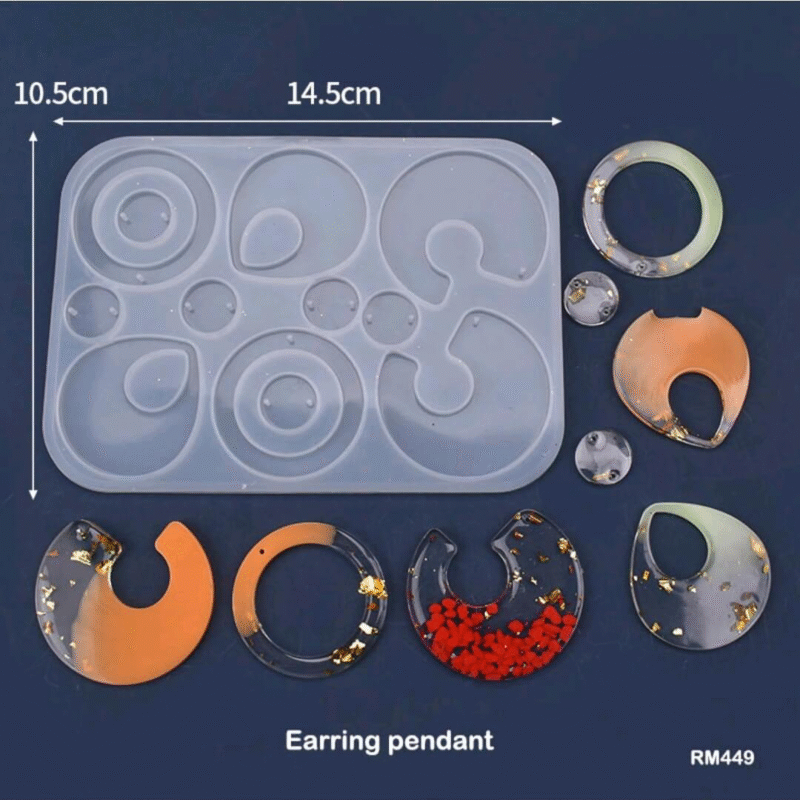 10.5x14.5cm silicone mould for DIY resin earring and pendant making.
