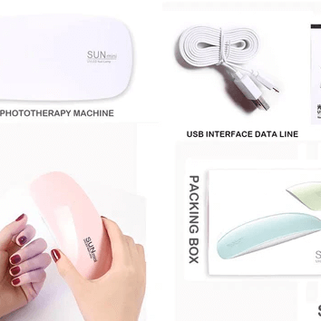 Sunmini UV light 6W in white with USB cable and manual, designed for resin and craft-related UV curing tasks
