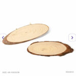 Natural oval wooden slices with bark edges, size 8–10×20 cm – perfect for resin art, crafts, and rustic home decor.