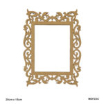 Intricately carved rectangular MDF frame with floral and swirl designs, sized 20x15 cm, shown on a white background.
