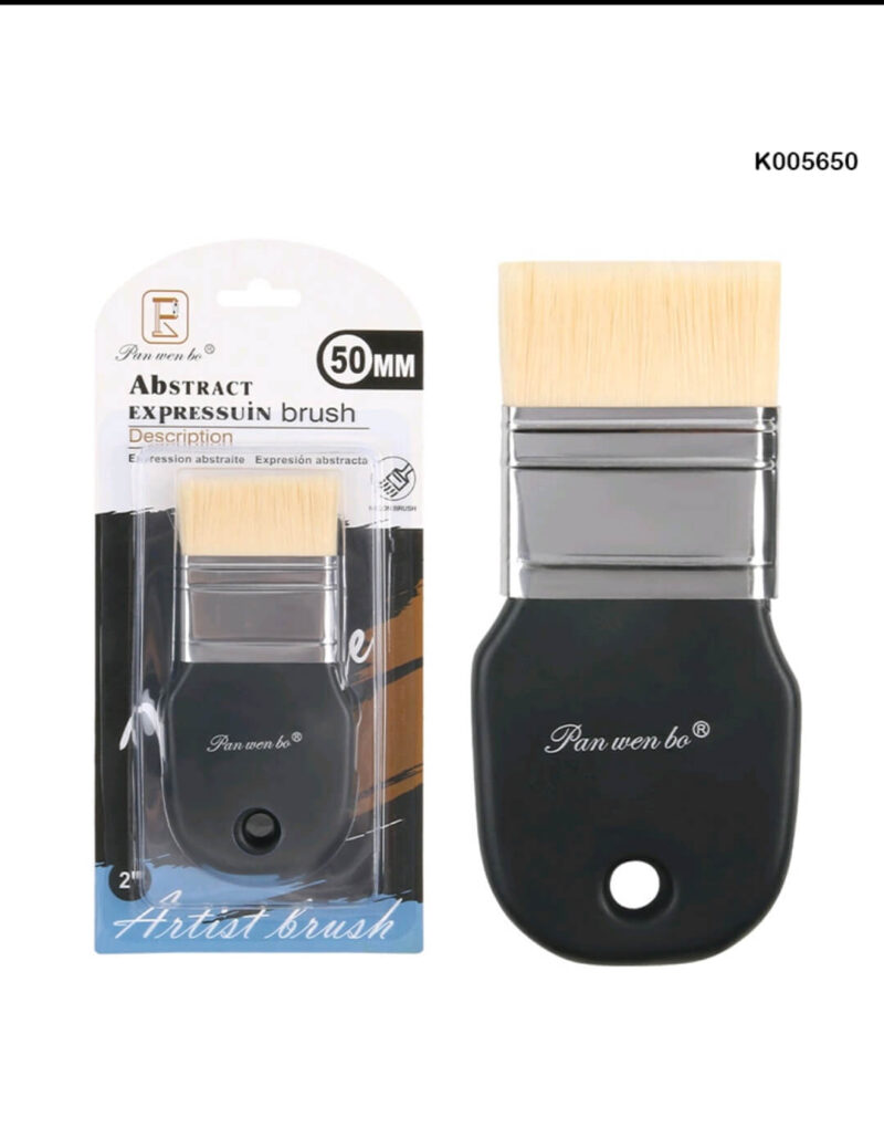 50mm wide Abstract Expression Paint Brush with short black handle and thick bristles.
