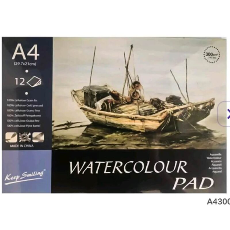A4 Watercolour Pad with 12 Sheets – Cold Pressed 300 GSM Paper