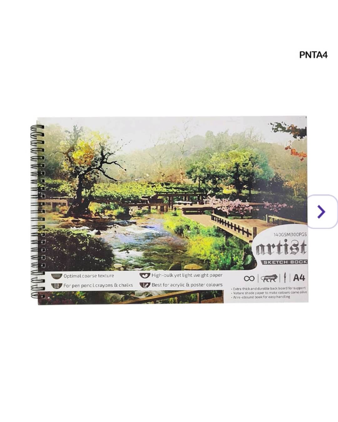 A4 Artist Sketch Book – 100 Pages, 140 GSM with Spiral Binding