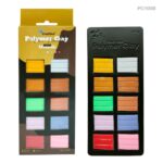 A pack of 12 metallic polymer clay blocks in assorted vibrant colors for crafting and modeling.
