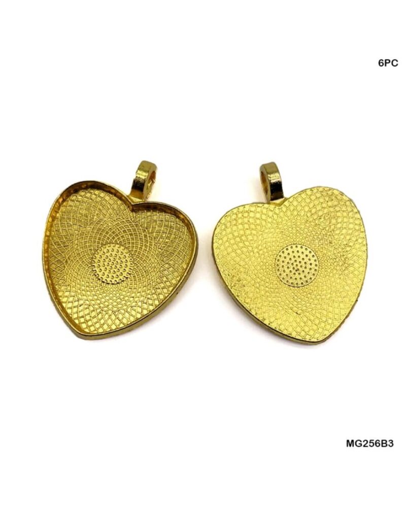 Golden Heart Shape Bezel- 6pc