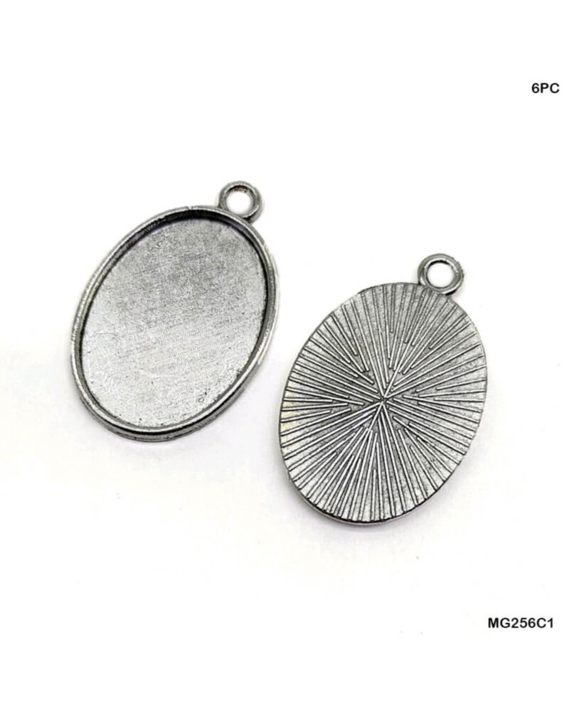 Silver Oval Shape Bezel -6pc