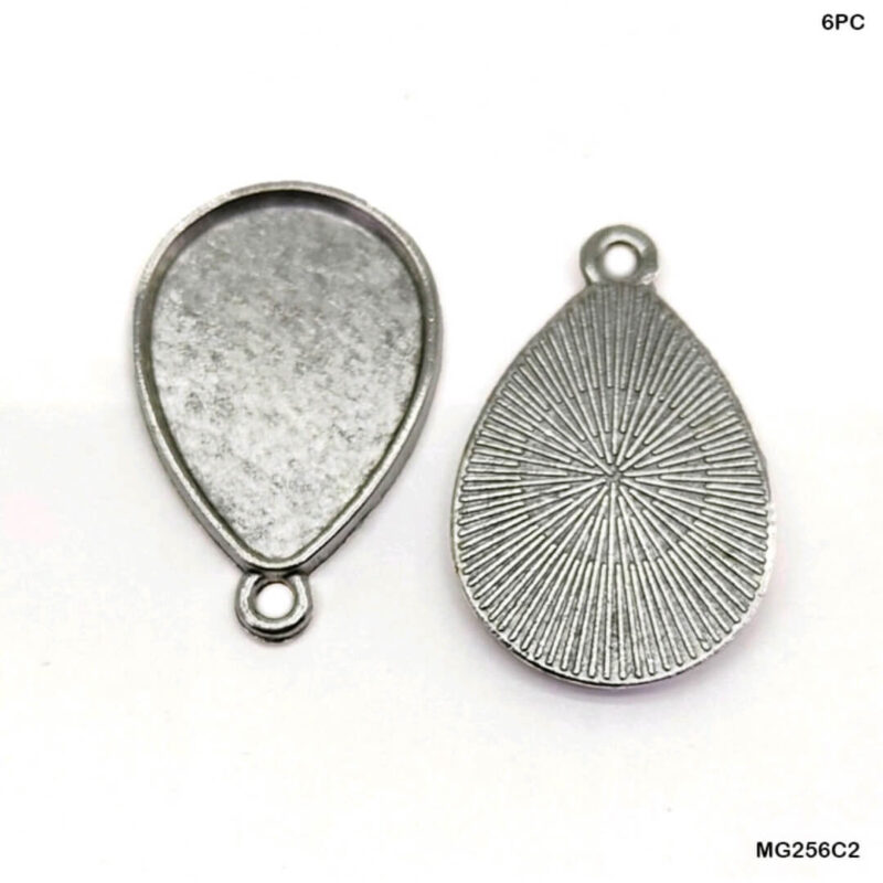 Silver Drop Shape Bezel-6pc