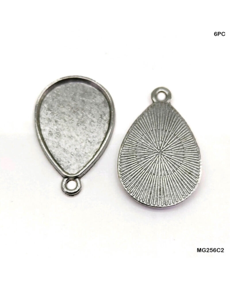 Silver Drop Shape Bezel-6pc