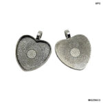 Silver Heart Shape Bezel- 6pc