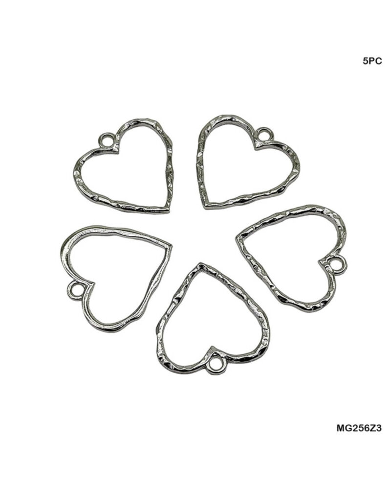 Silver Heart Open Bezel -5pc