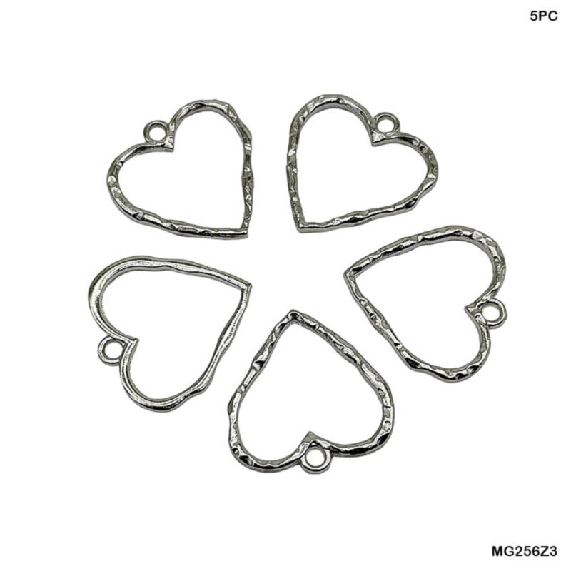 Silver Heart Open Bezel -5pc