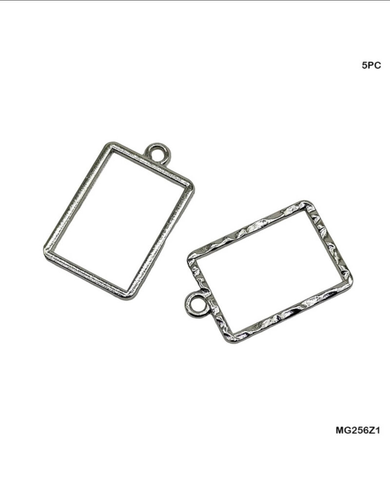 Silver Rectangle Open Bezel-5pc