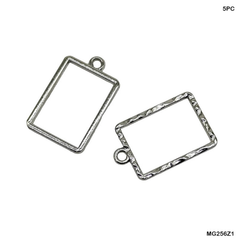 Silver Rectangle Open Bezel-5pc