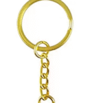 Gold metal keyring with attached chain and loop, ideal for DIY keychains, resin crafts, and personalized accessories.