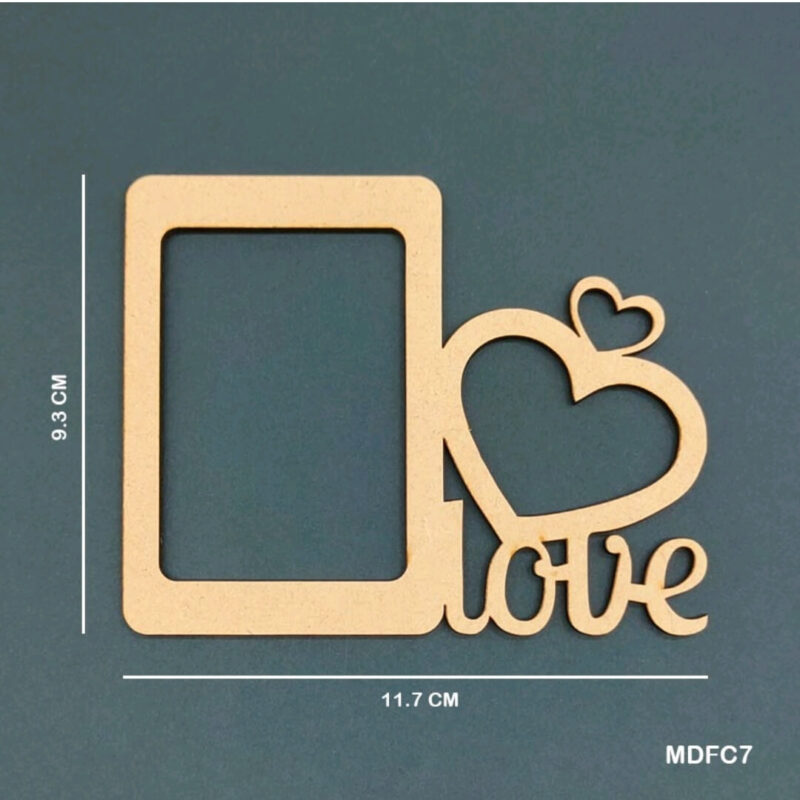 Small MDF frame with heart detail and romantic "love" text