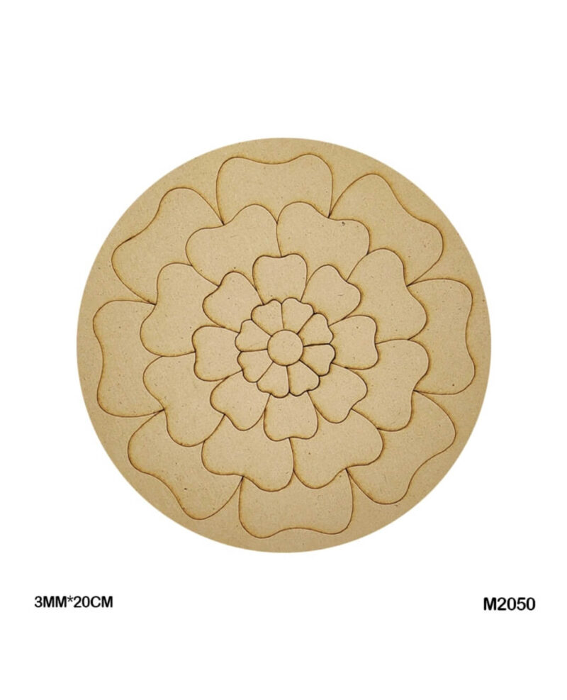 MDF round engraved mandala flower design craft base 20cm