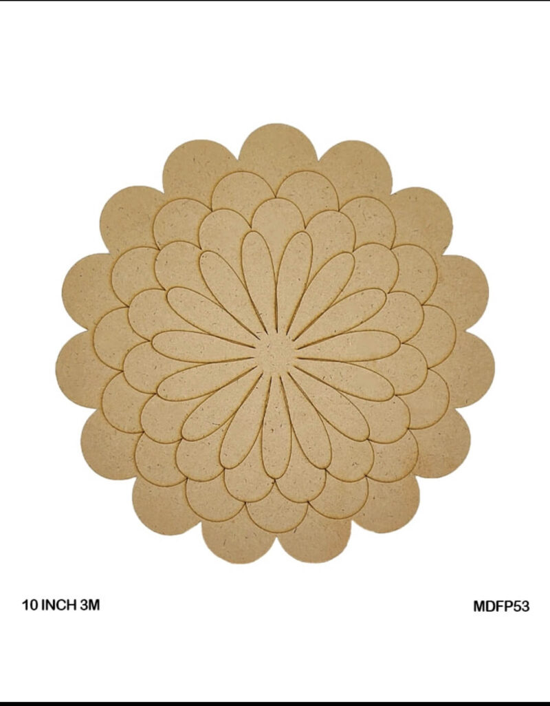 10-inch MDF round board with layered petal mandala engraving for painting and resin