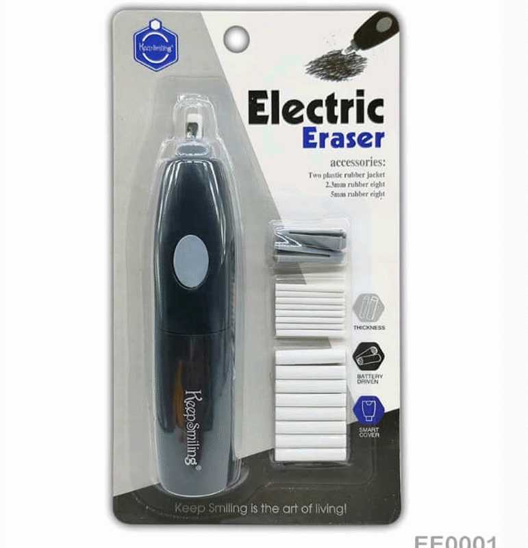 Electric eraser set with refills, ideal for drawing, sketching, and detailed corrections.