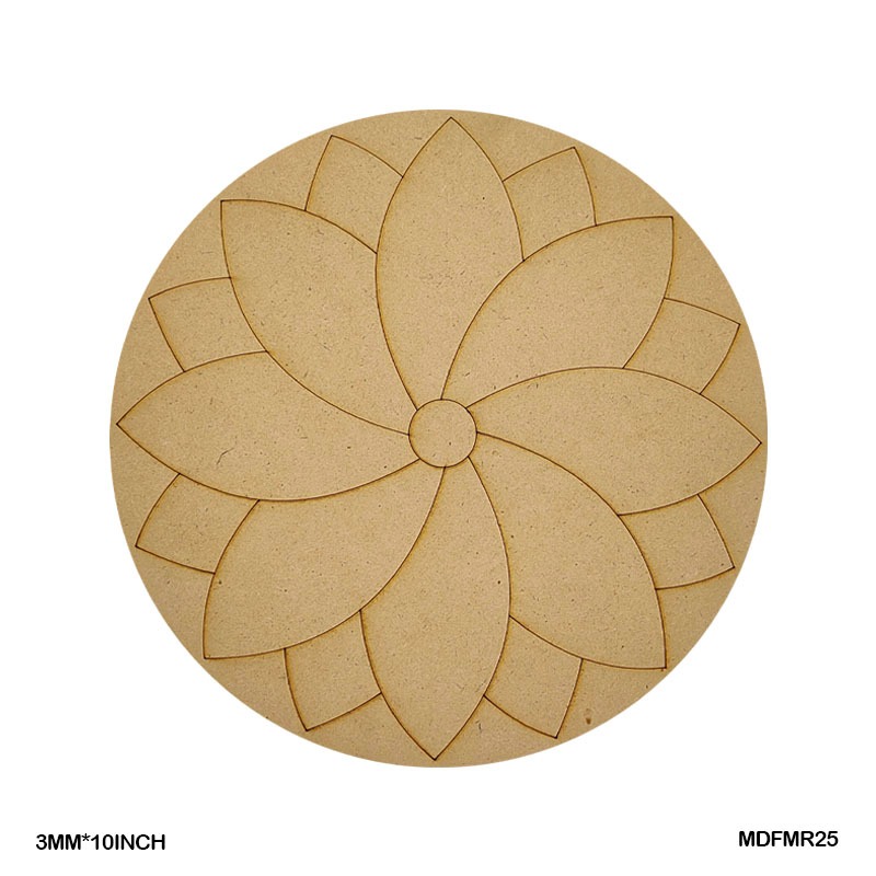MDF Flower Round Mandala Engrave 3mm (10 Inch)