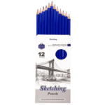 12-piece sketching pencil set in blue, ideal for drawing, shading, and detailed artwork.