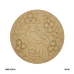 Cute bird and floral pattern engraved on 3MM thick round MDF base (20CM diameter)