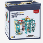 Magnetic Tile Marble Roller with colorful tracks and building blocks