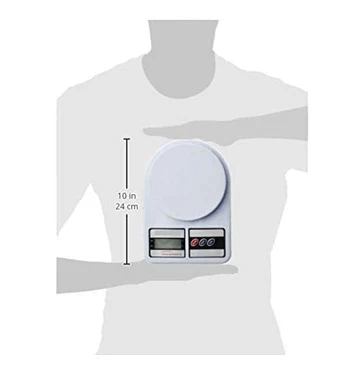 Compact electronic digital weighing scale with LCD display, suitable for kitchen, resin mixing, or jewelry weighing up to 10 inches in size.