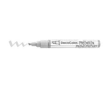 Silver DecoColor Premium paint marker with chisel tip, designed for metallic detailing on surfaces like glass, wood, plastic, and metal.