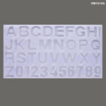 RM1010A silicone mold with uppercase A-Z letters and 0-9 numbers, ideal for resin keychains, name tags, and DIY crafts.