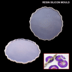 Wavy-edge round silicone molds for resin art, ideal for creating geode-style coasters, trays, and decorative pieces.