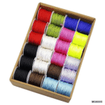 Colorful assorted craft thread spools neatly packed in a 24-piece box – ideal for DIY, macramé, and jewelry making.