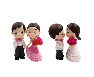 Romantic wedding couple miniature figurines set for resin art, décor, cake toppers, and gifting.