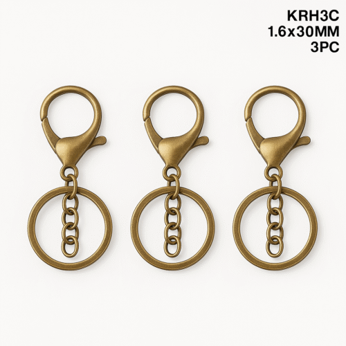Set of 3 Copper Key Ring Hooks with attached lobster clasps for DIY use