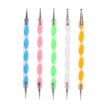 Set of 5 acrylic handle double-ended embossing tools for dotting, carving, and nail art.